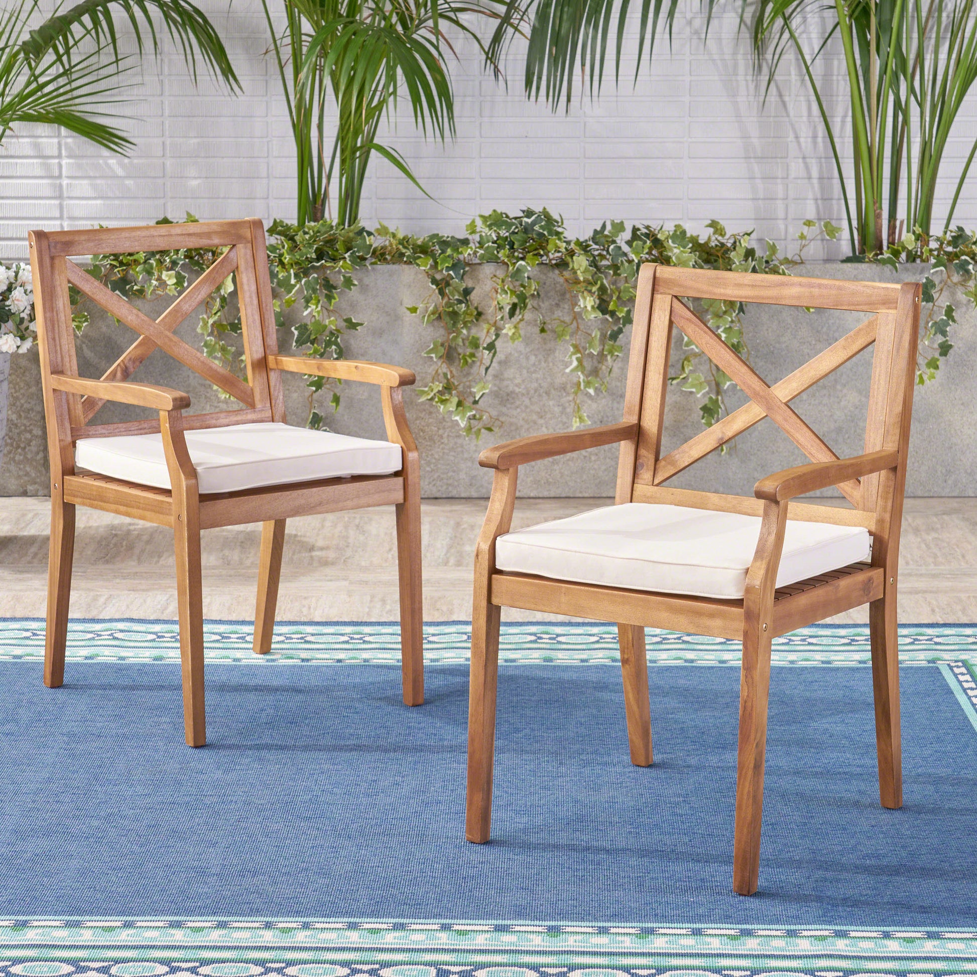 Outdoor Wicker Dining Chairs Set of 2 All-Weather Patio Chairs for Garden
