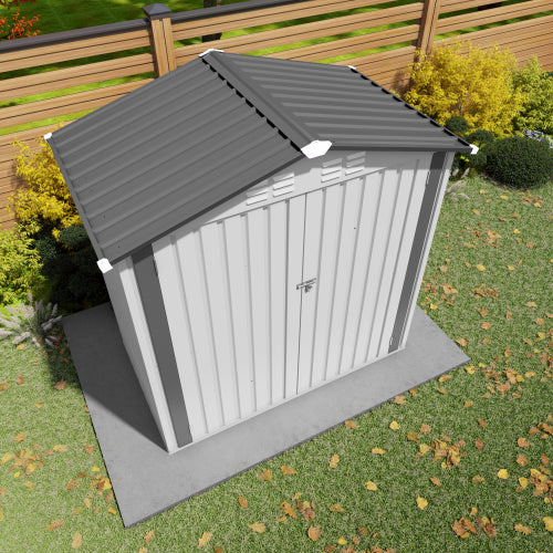 Chic Crate 6 x 3.6' Metal Storage Shed with Lockable Door Waterproof Tool Shed with Peaked Roof & Clear Window for Garden Patio - White