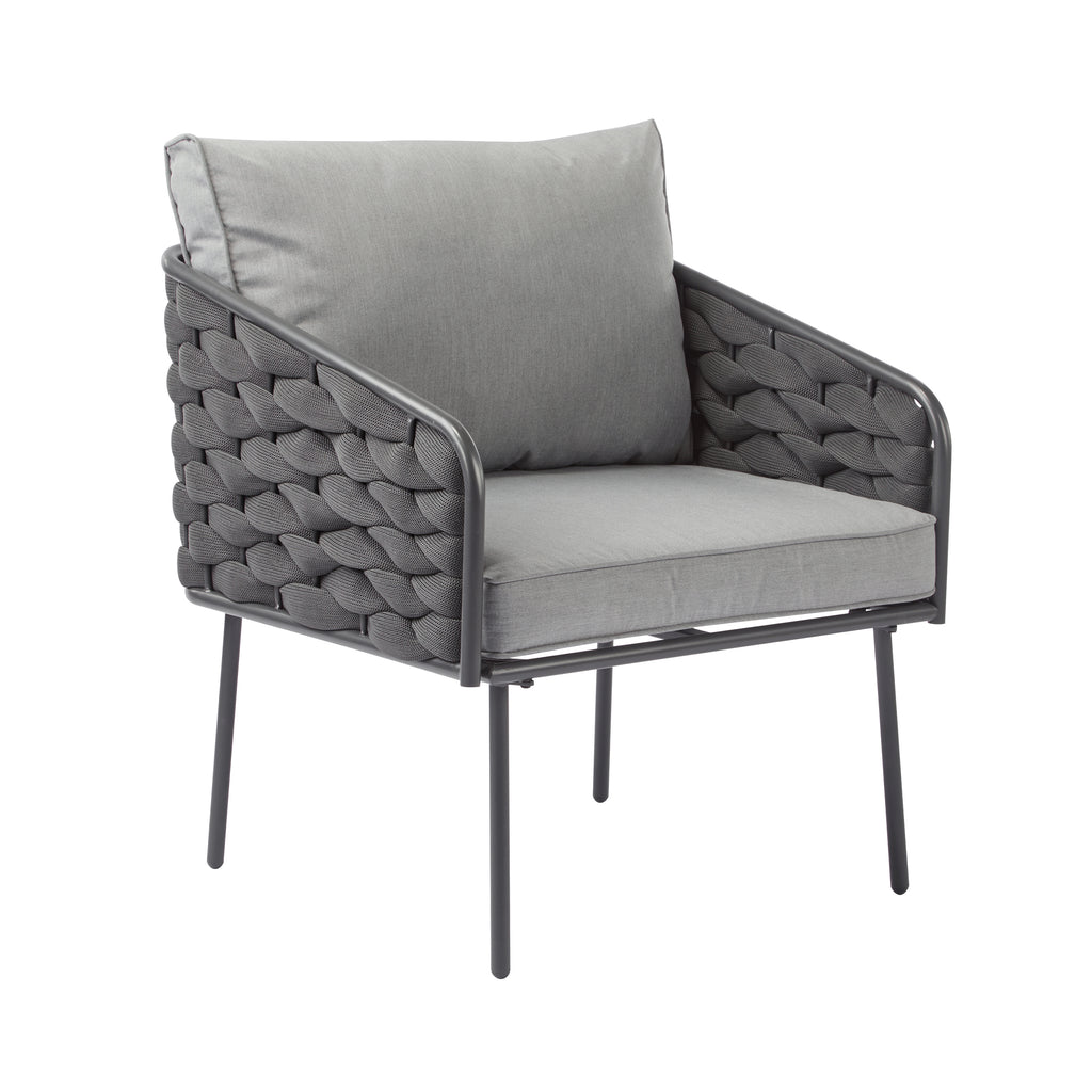 4-Pieces Outdoor Metal Patio Furniture Set, 4-Seat Patio Furniture Sofa Set with Cushion, Modern Outdoor Furniture Deep Seating for Porch, Garden, Backyard, Balcony, Grey