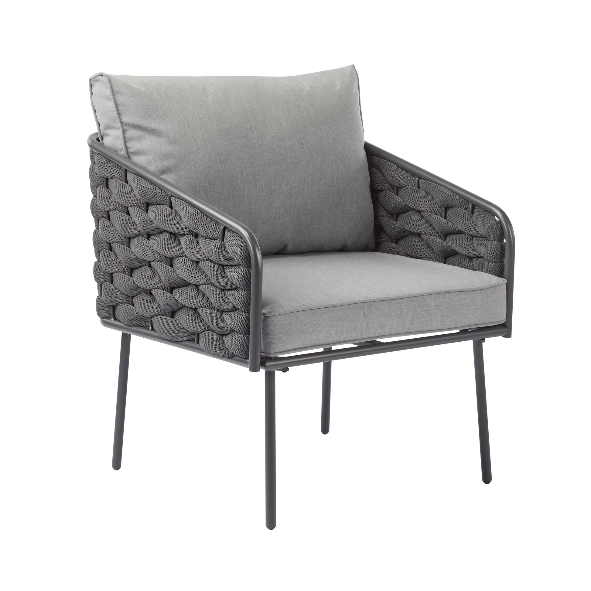 4-Pieces Outdoor Metal Patio Furniture Set, 4-Seat Patio Furniture Sofa Set with Cushion, Modern Outdoor Furniture Deep Seating for Porch, Garden, Backyard, Balcony, Grey