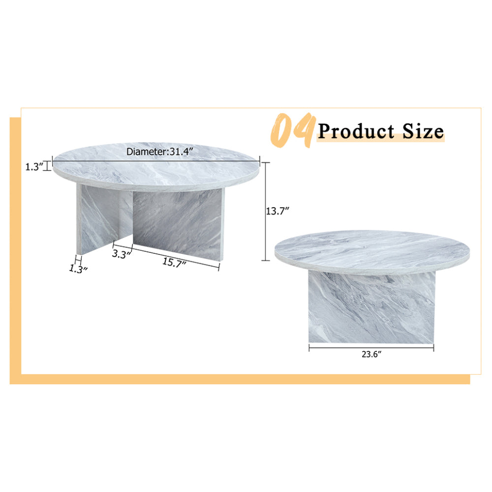 Chic Crate - Nordic Flair Minimalist MDF White Round Coffee Table, Decor Friendly Modern Style, 31.5*31.5*13.98 Inches