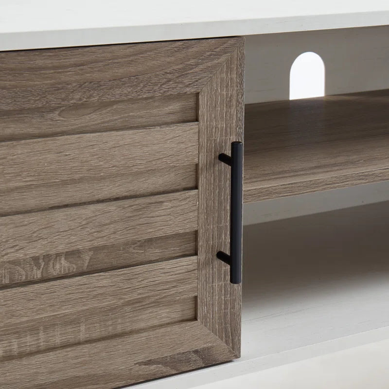 Chic Crate - Bryner White Walnut Mid-Century TV Stand for TVs Up to 65" with Storage & Cable Management