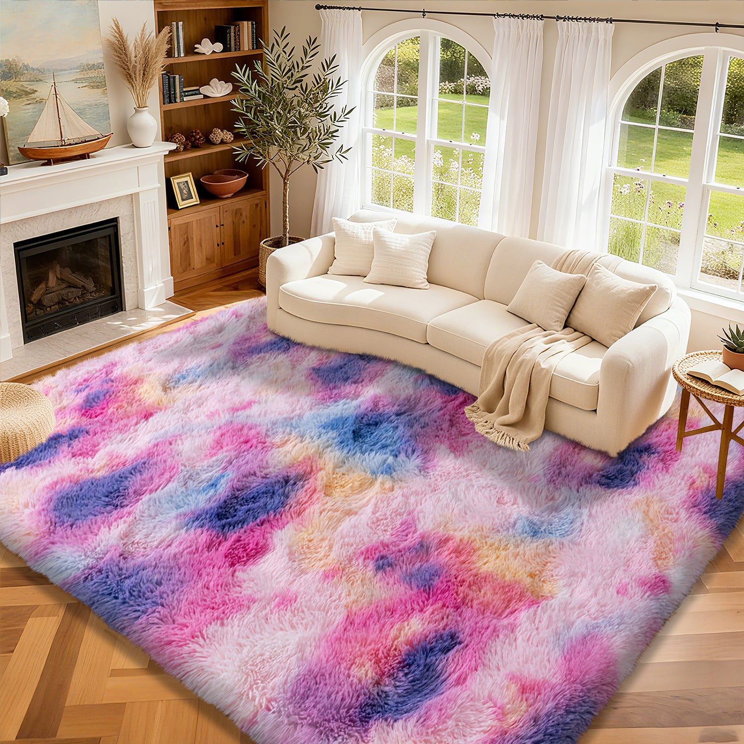 Area Rugs for Living Room Bedroom, Non-Slip Fluffy Soft Shag Carpet for Kids Home Dorm Decor