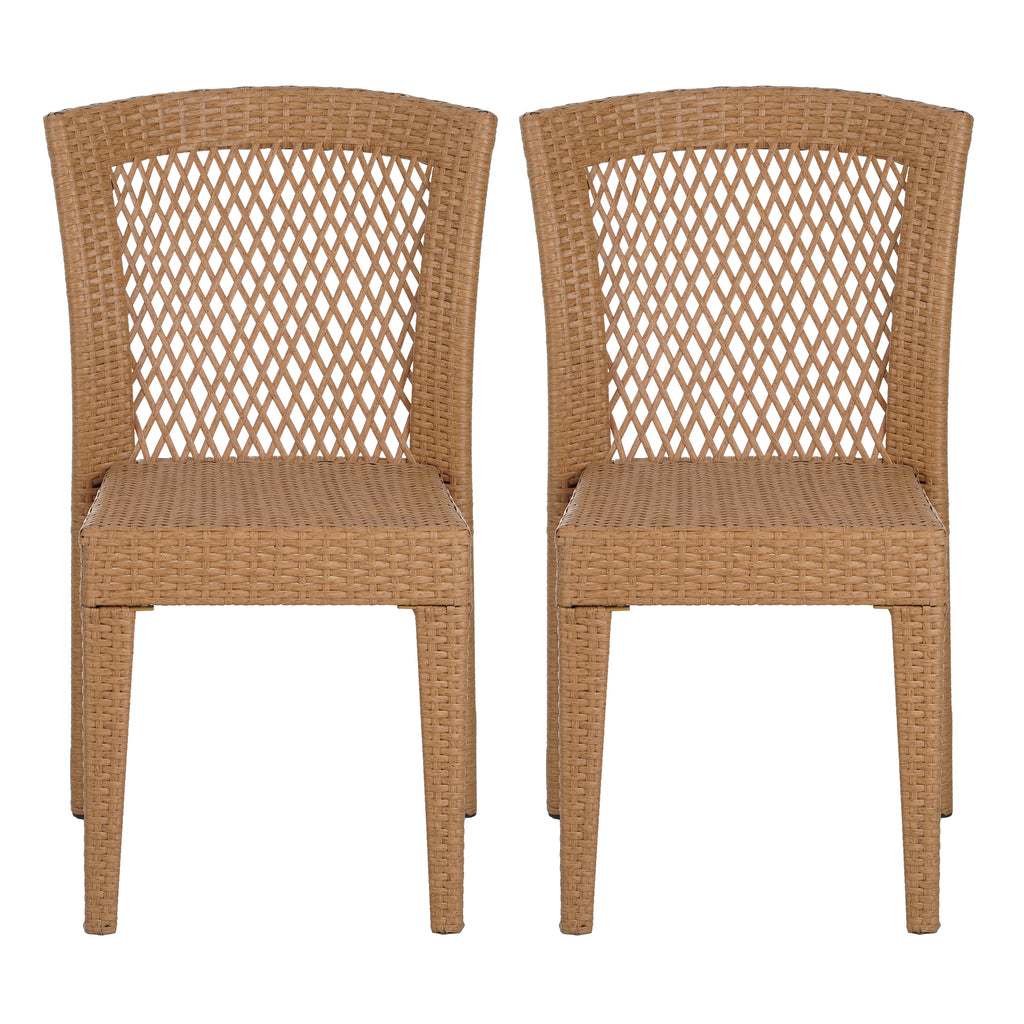 Outdoor Stacking Side Chairs Set of 2 All-Weather Patio Dining Chairs for Garden