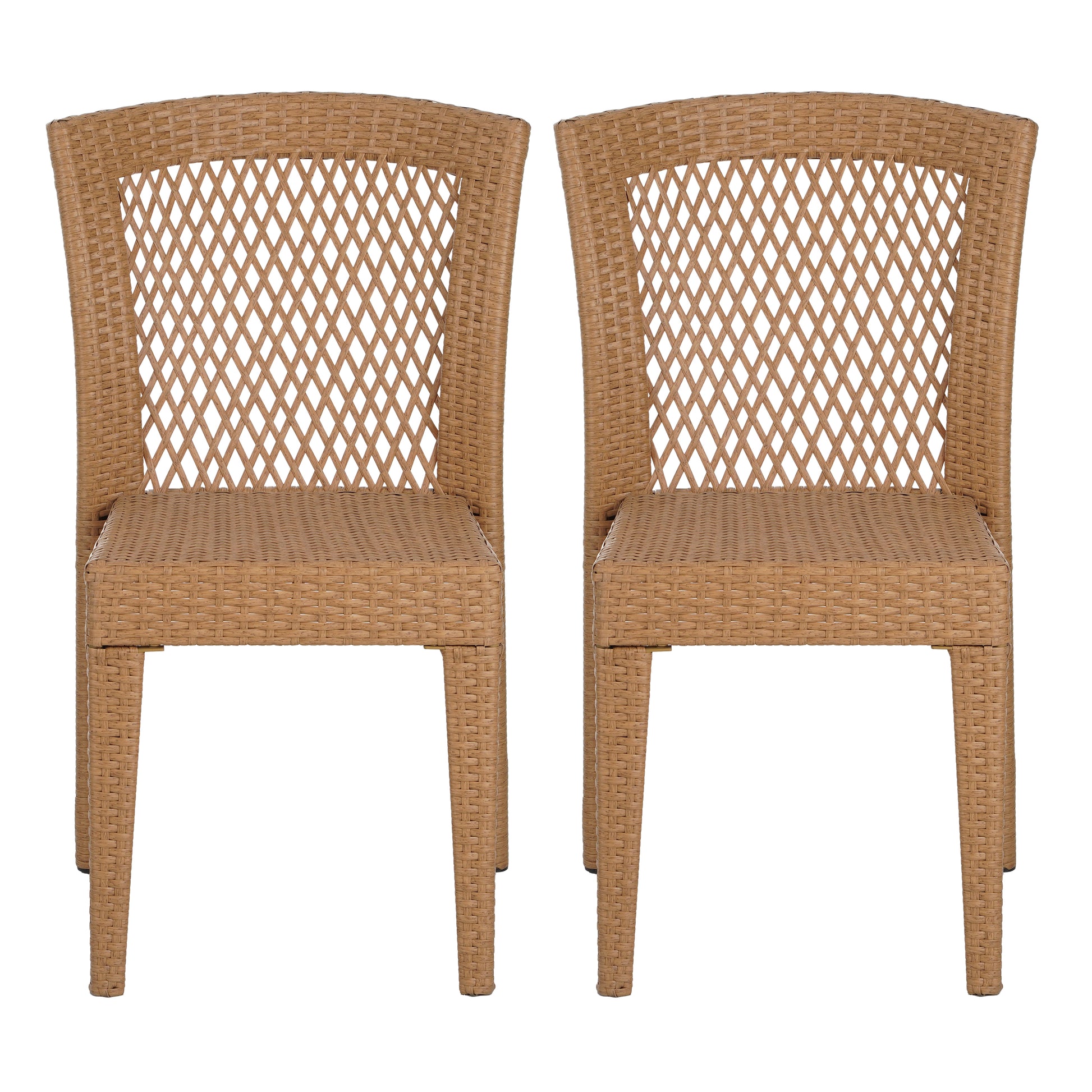 Outdoor Stacking Side Chairs Set of 2 All-Weather Patio Dining Chairs for Garden