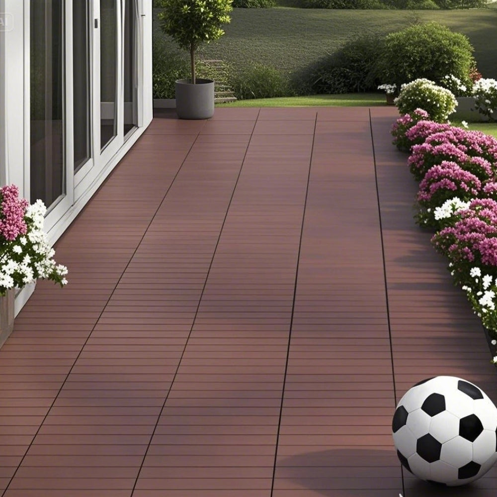 Chic Crate 24Pcs 12"x24" Interlocking Plastic Deck Tiles – Dark Gray, Waterproof