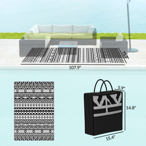 Chic Crate Outdoor Rug, Waterproof Plastic Rug with Carry Bag, for Patio Camping Beach Deck Porch Balcony