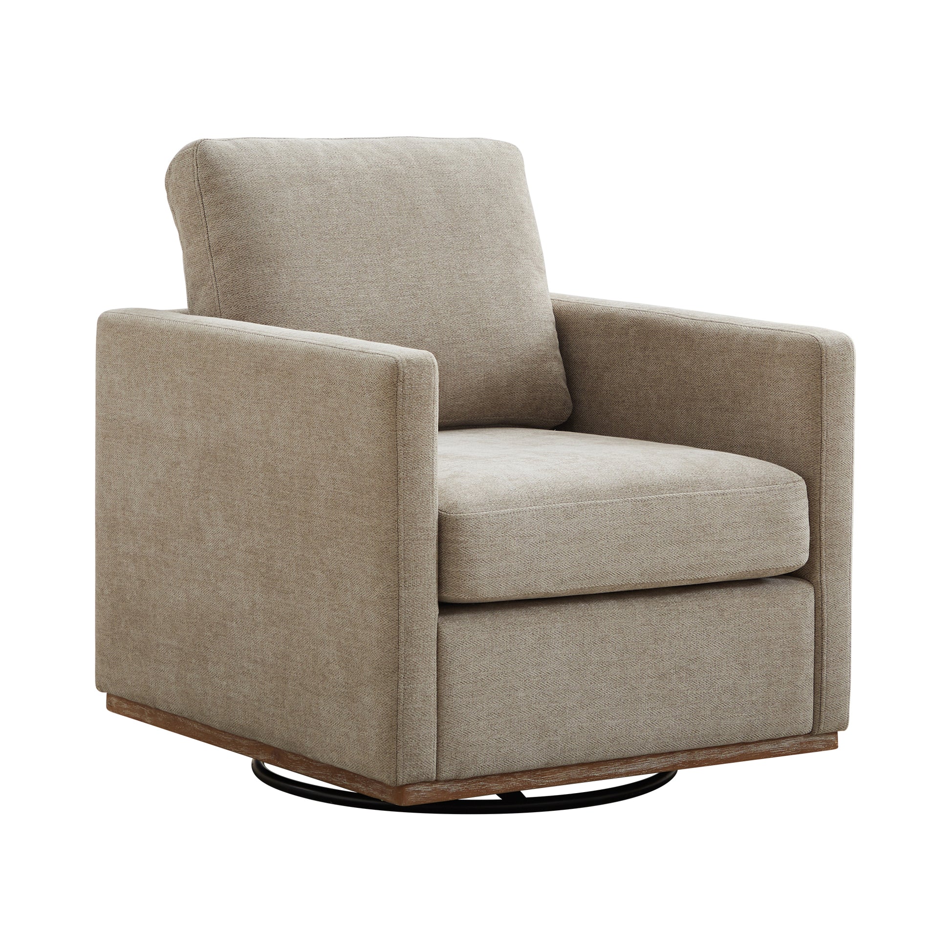 Modern Square Upholstered Swivel Accent Chair with 360 Degree rotation function Lounge Armchair Taupe