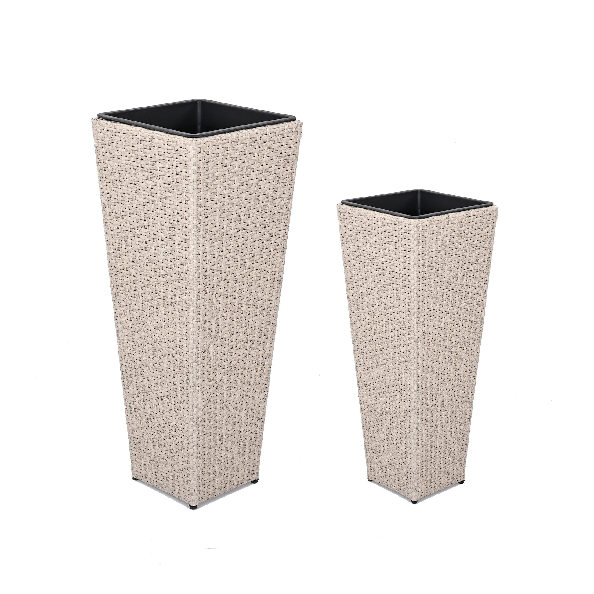 Multi Size Round MGO Planter Set Cement Texture Plant Pots with Drainage for Home Garden