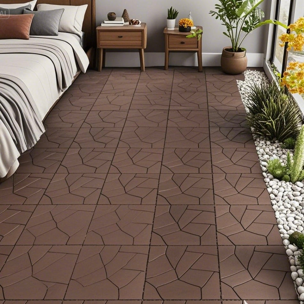 Chic Crat 44-Pack 12'' Stone Style Interlocking Deck Tiles –  Red Brown