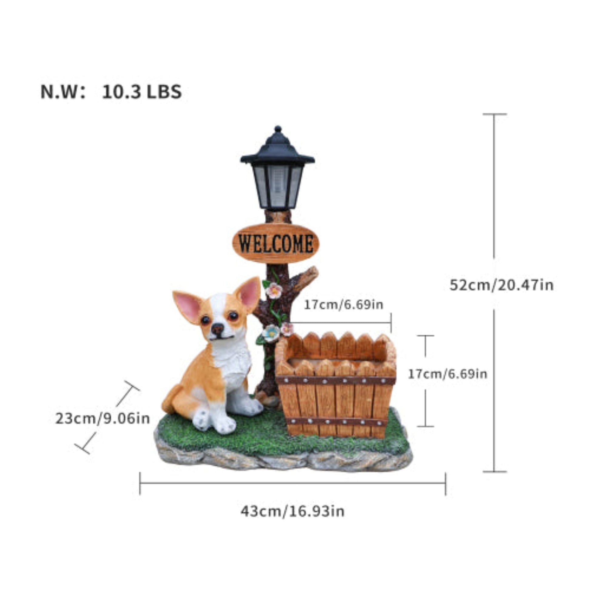 Sitting Chihuahua Dog Shaped Planter Statue with Lifelike Look for Potted Planting