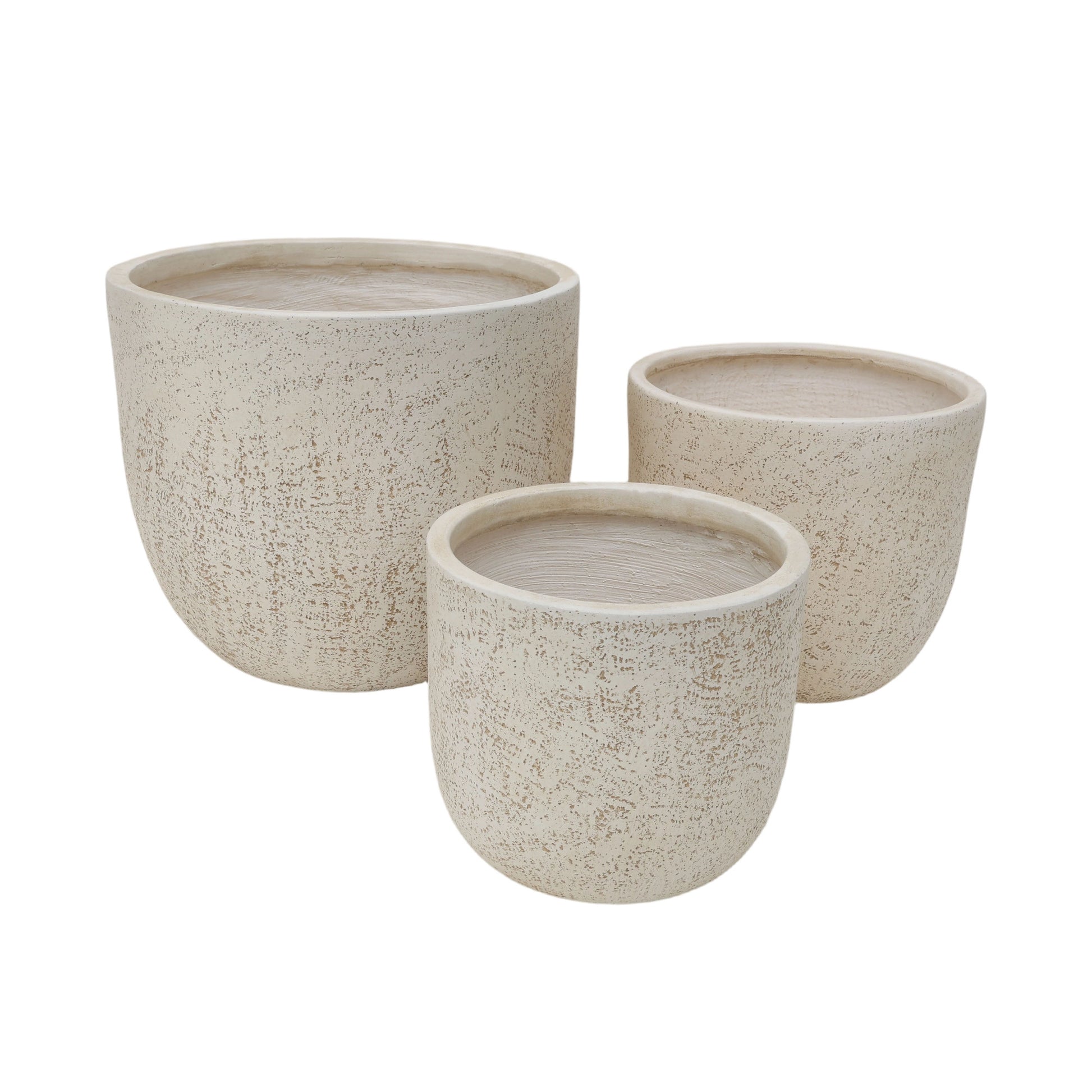 Set of Round MGO Planters Lightweight Plant Pots with Drainage for Indoor Outdoor Gardening