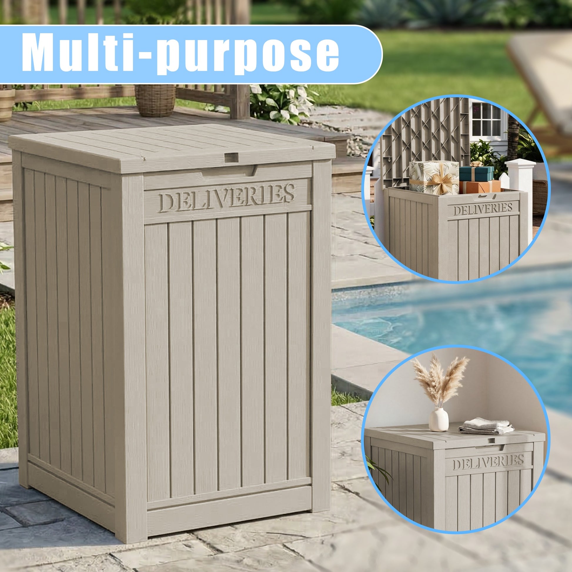 Large Package Delivery Box,Waterproof Deck Box for Porch & Patio,Lockable Resin Outdoor Storage Box