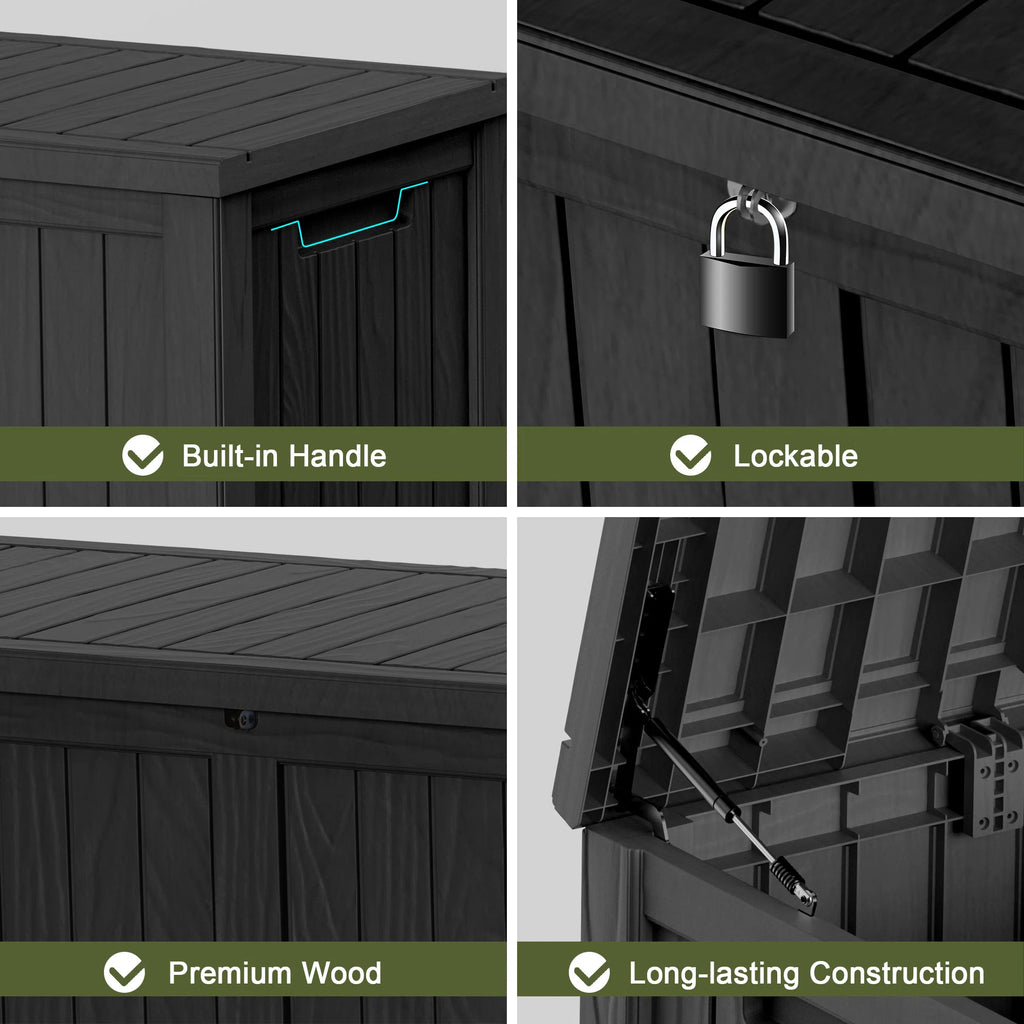 Chic Crate - Force 120Gal Deck Box - Hurricane-Proof HDPE Resin w/ SmartLock Pro & NanoShield - Patio/Garden/Pool Storage