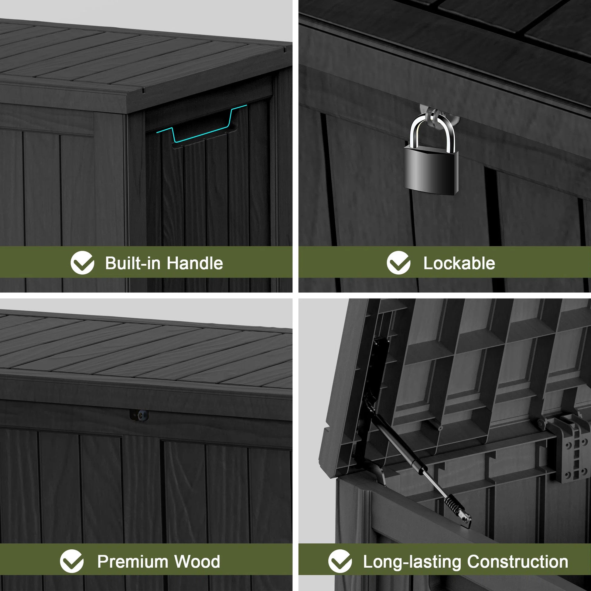 Chic Crate - Force 120Gal Deck Box - Hurricane-Proof HDPE Resin w/ SmartLock Pro & NanoShield - Patio/Garden/Pool Storage