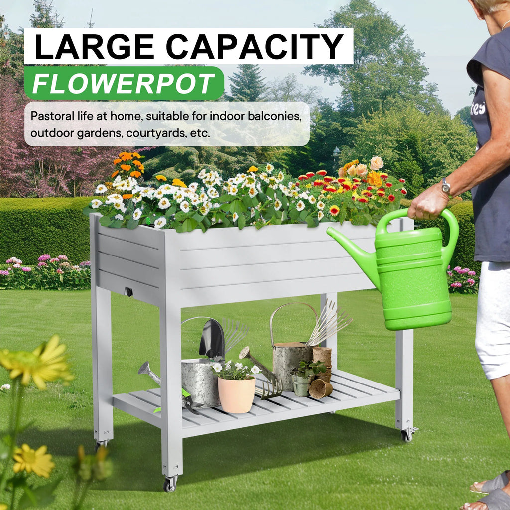 Garden Bed with wheels, Outdoor Planter Box for Vegetables, Flowers & Herbs, 21 Gallon Raised Planter