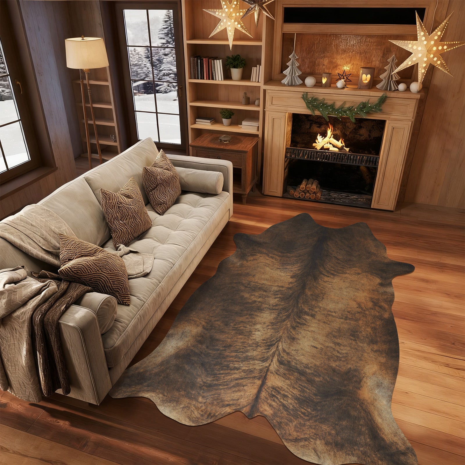 Faux Cowhide Rug 61x74.8 Inch, Western Animal Skin Carpet for Living Room Bedroom, Cowboy Cowgirl Home Decor