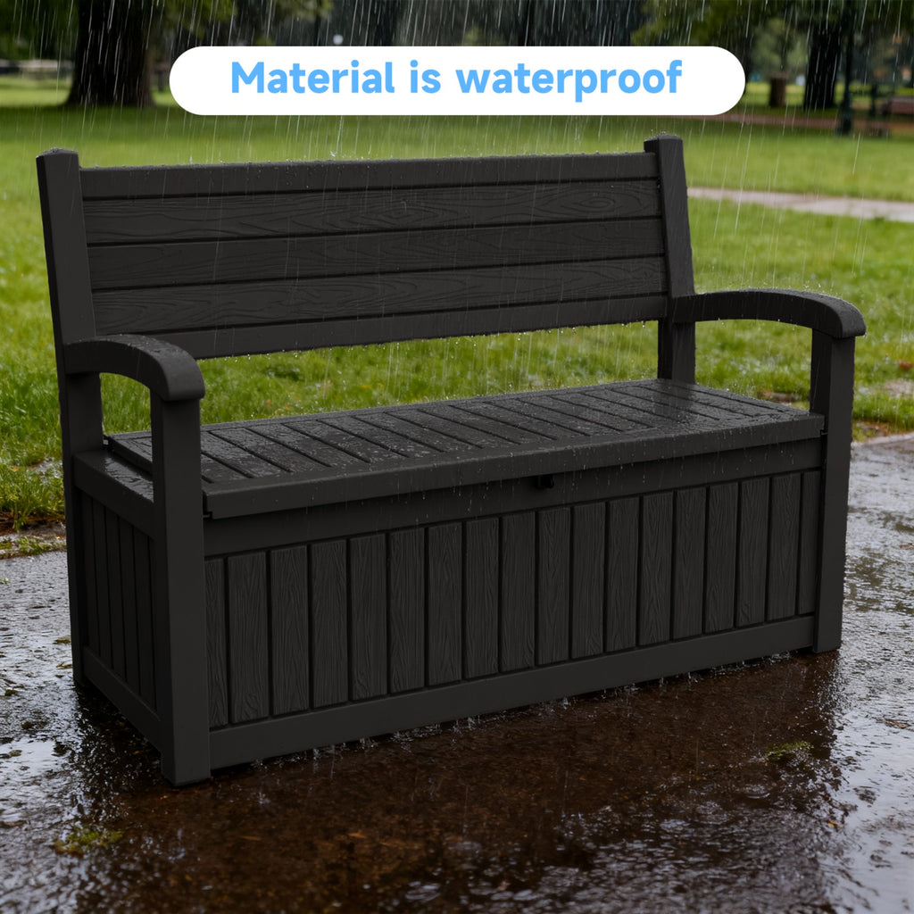 70 Gallon Deck Box, Outdoor Resin Storage Bench with Lid, Durable Patio Storage Box for Organization