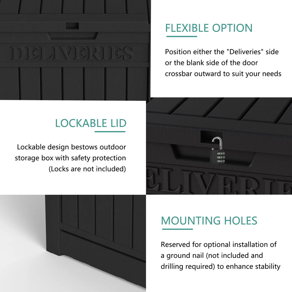 Chic Crate-Package Delivery Box, Large Lockable Storage Box, Double-Wall Resin Outdoor Package Delivery And Waterproof Deck Box For Porch, Patios