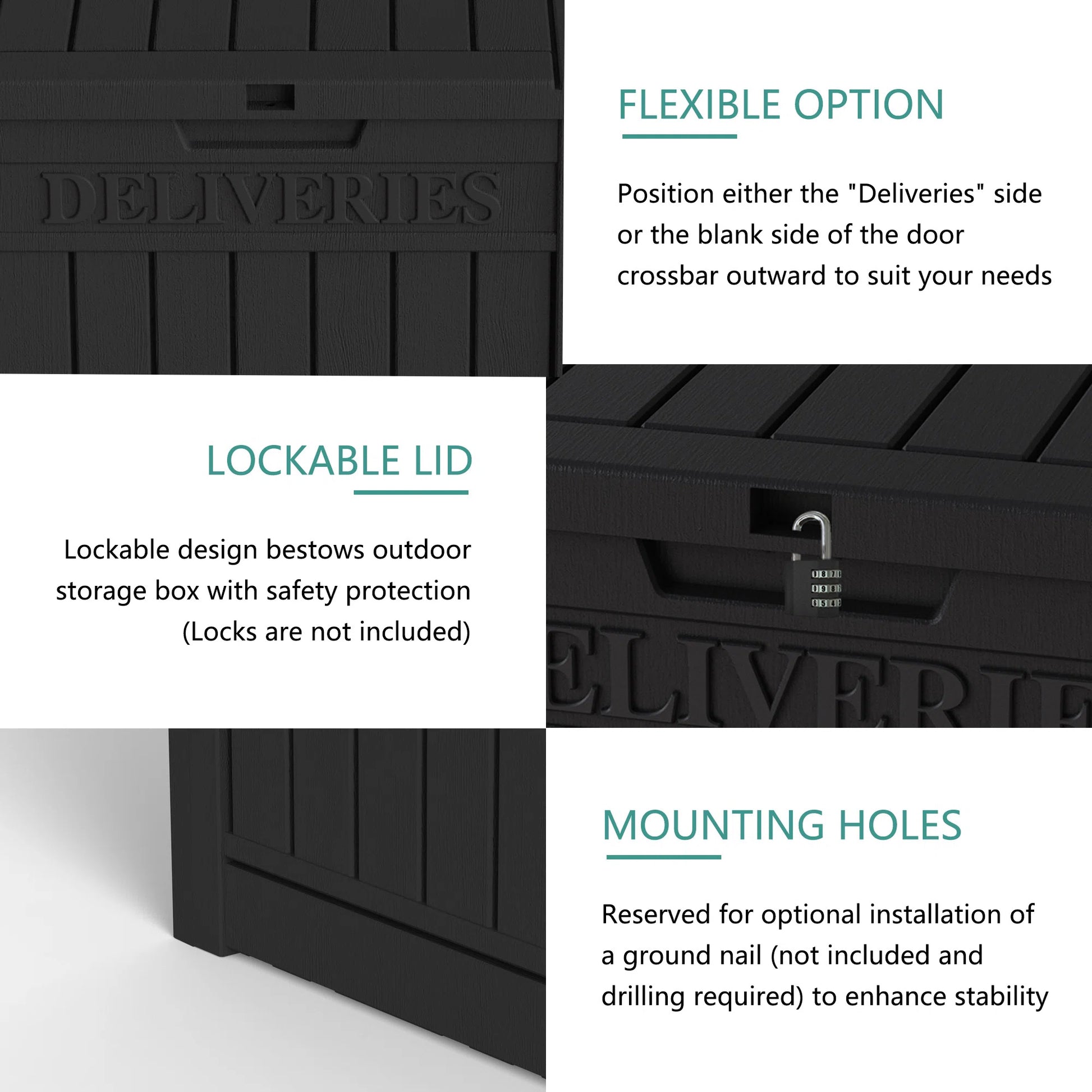 Chic Crate-Package Delivery Box, Large Lockable Storage Box, Double-Wall Resin Outdoor Package Delivery And Waterproof Deck Box For Porch, Patios