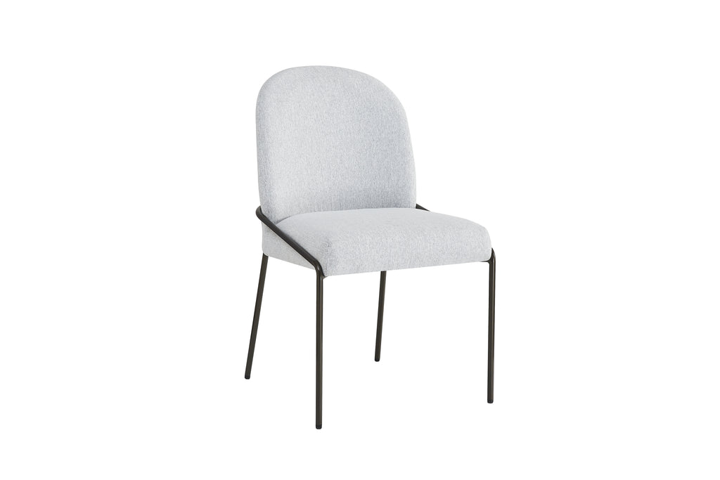 Modern Upholstered Dining Chairs with Curved High-Back & Bronze Iron Frame (Set of 2)