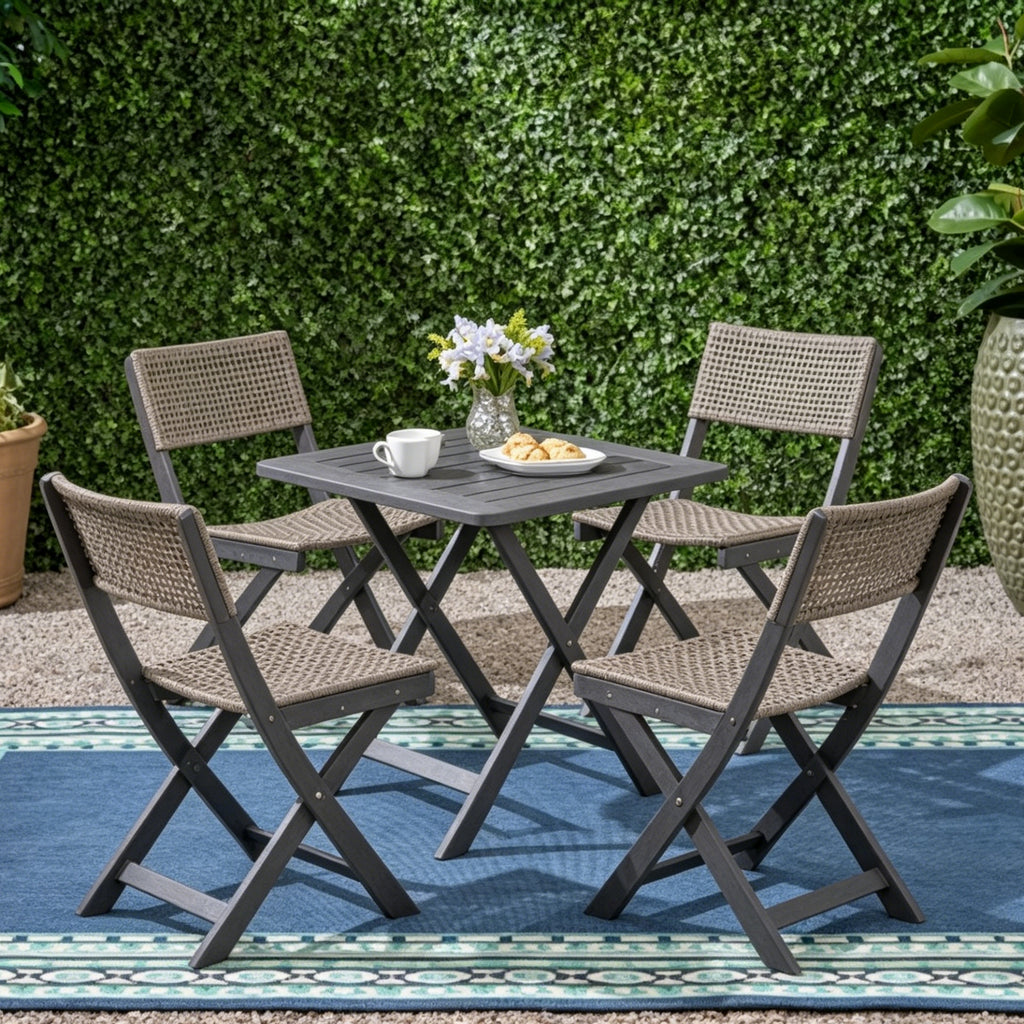 French Country Bistro Chairs Set of 2 Woven Back Dining Chairs for Indoor Outdoor