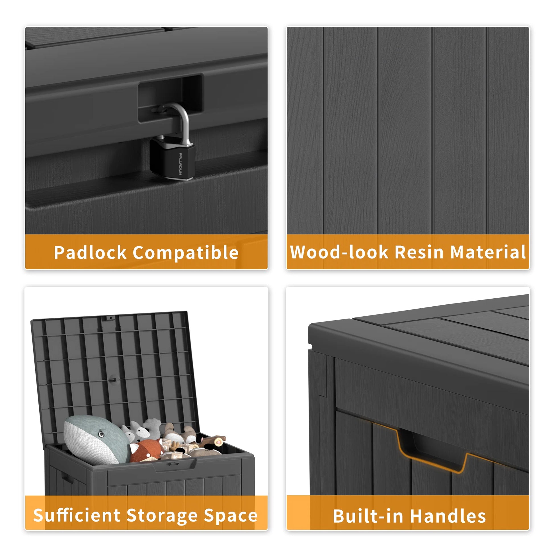 30 Gallon Deck Box, Water-Resistant Resin Outdoor Storage Box with Lockable Lid for Patio