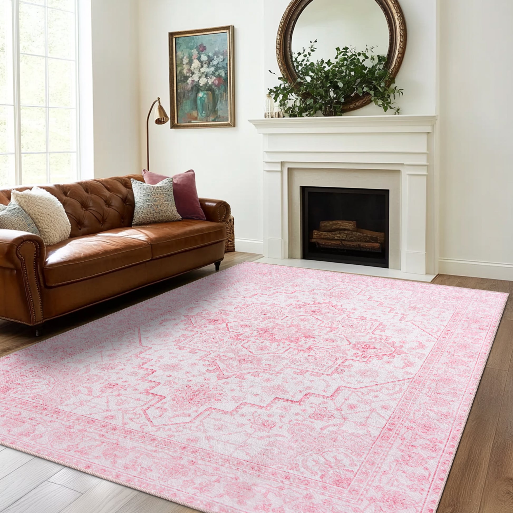 Area Rugs for Living Room, Machine Washable Non Slip Vintage Rugs for Bedroom Dining Room Home Office Home Decor Aesthetic