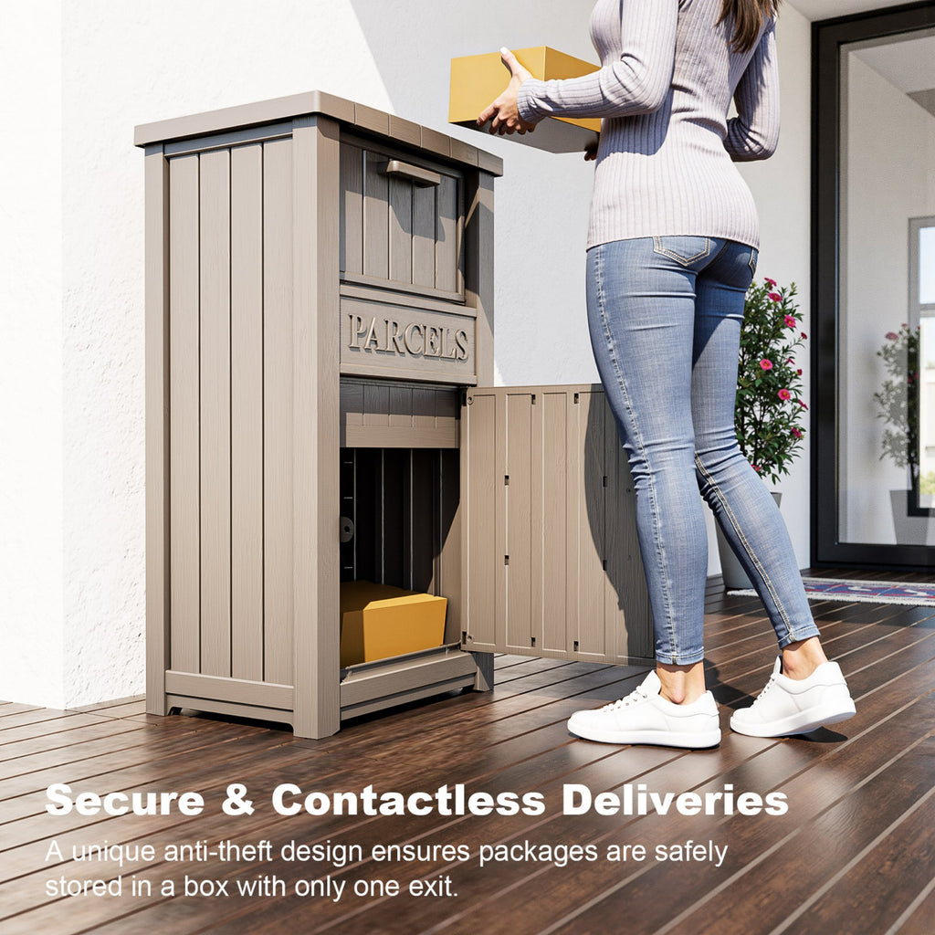 Large Package Delivery Box,Waterproof Deck Box for Porch & Patio,Lockable Resin Outdoor Storage Box