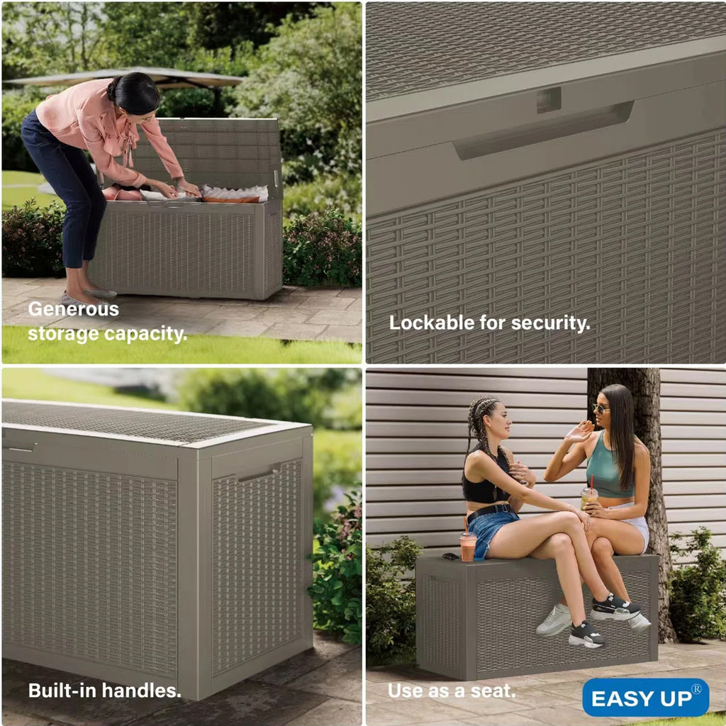 Chic Crate - 100 Gallon Water Resistant Resin Lockable Deck Box