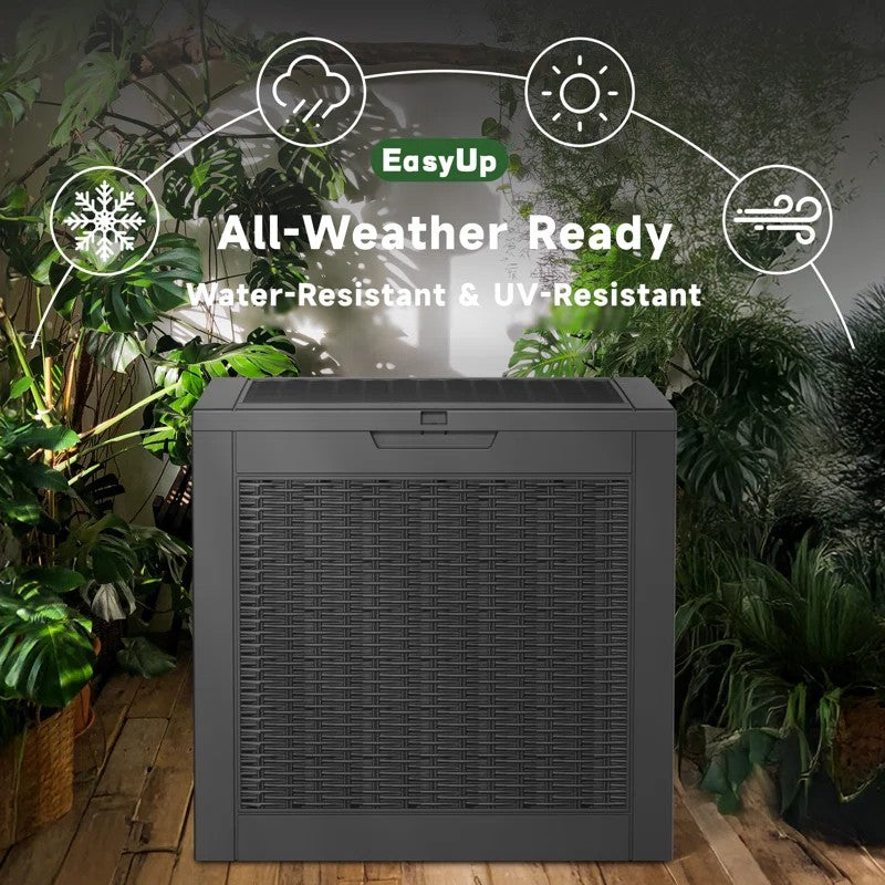 30 Gallon Deck Box, Water-Resistant Resin Outdoor Storage Box with Lockable Lid for Patio
