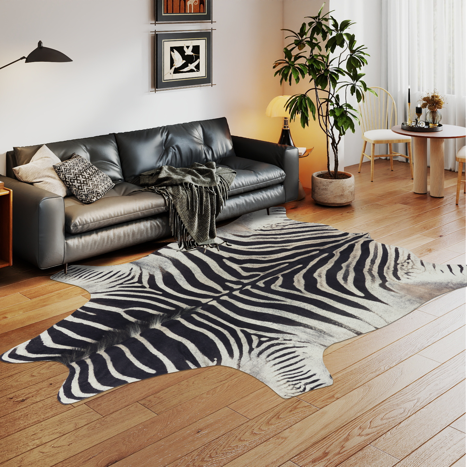 Faux Cowhide Rug 61x74.8 Inch, Western Animal Skin Carpet for Living Room Bedroom, Cowboy Cowgirl Home Decor