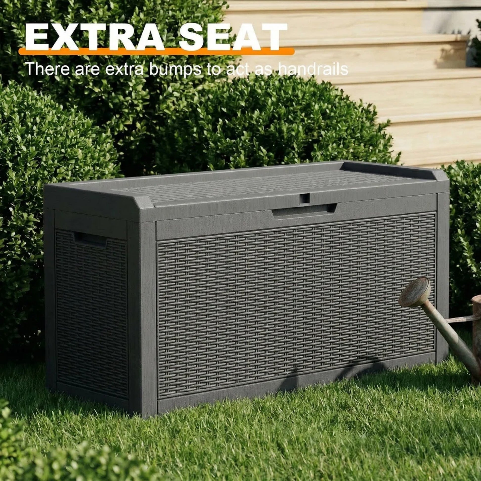 60 Gallon Outdoor Deck Box, Water-Resistant Resin Storage Box with Lockable Lid for Patio