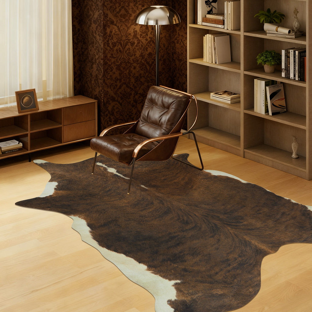 Faux Cowhide Rug 61x74.8 Inch, Western Animal Skin Carpet for Living Room Bedroom, Cowboy Cowgirl Home Decor