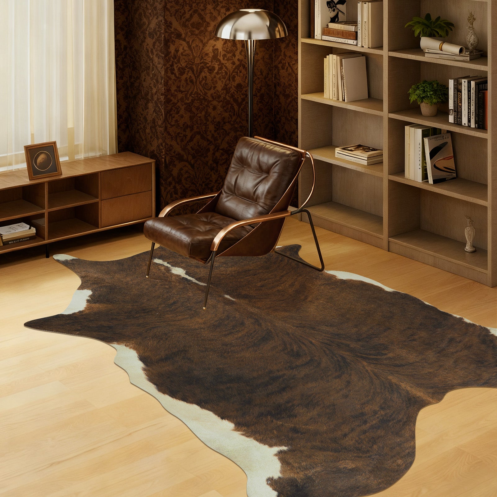 Faux Cowhide Rug 61x74.8 Inch, Western Animal Skin Carpet for Living Room Bedroom, Cowboy Cowgirl Home Decor
