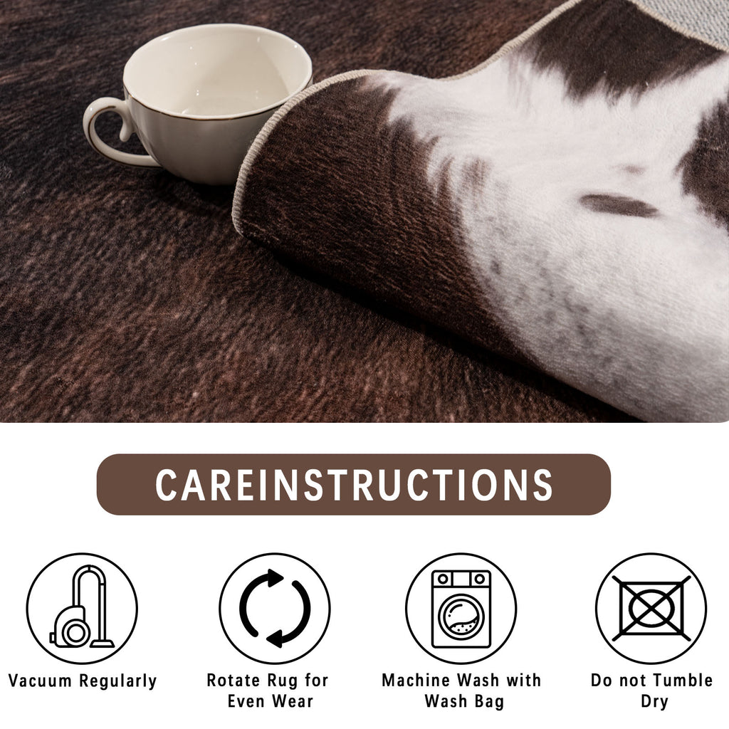 Tiger Stripe Area Rug, 5x7ft Washable Leopard Print Non-Slip Carpet for Living Room Bedroom, Animal Pattern Home Decor