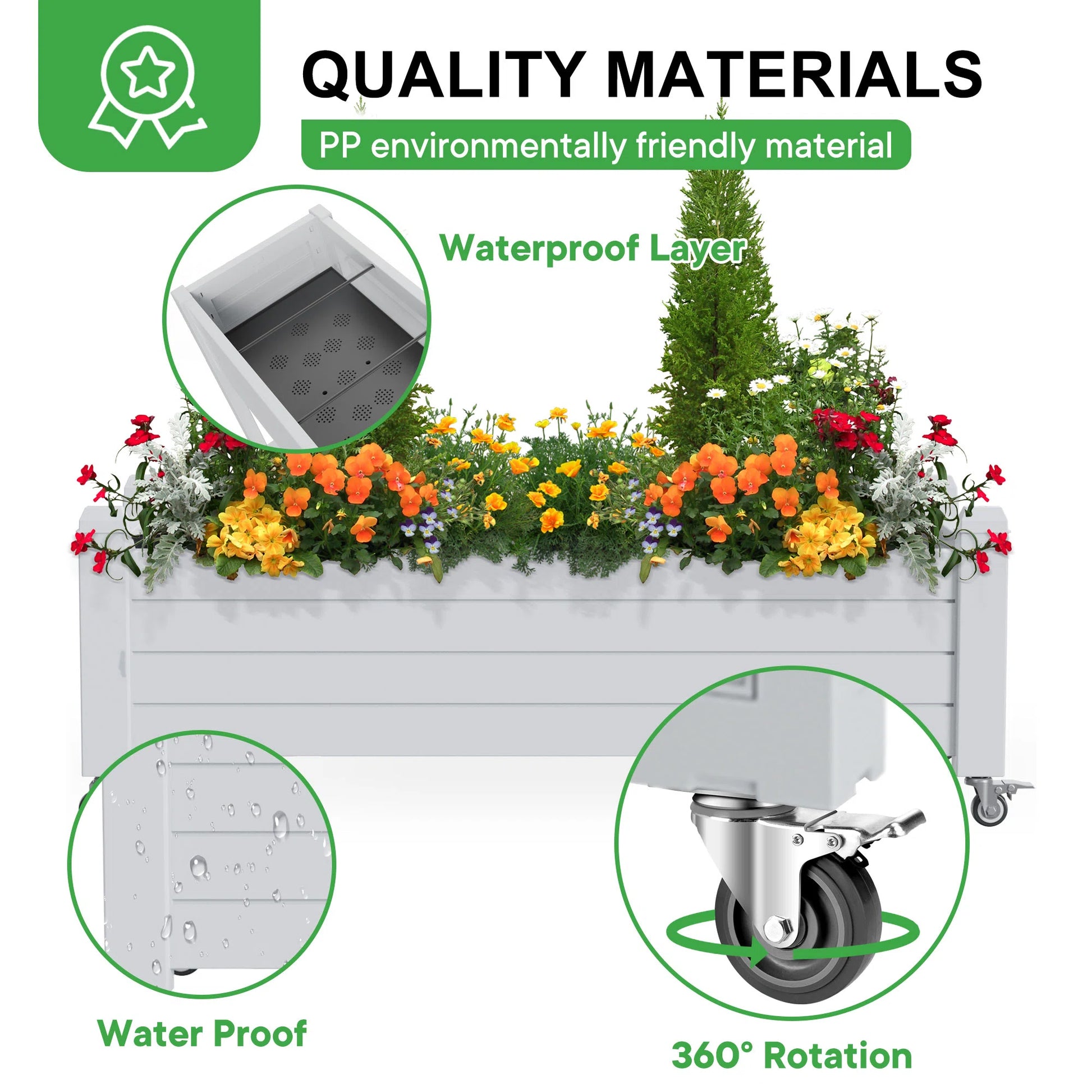 Chic Crate - Outdoor Raised Garden Bed Planter Box With Wheels