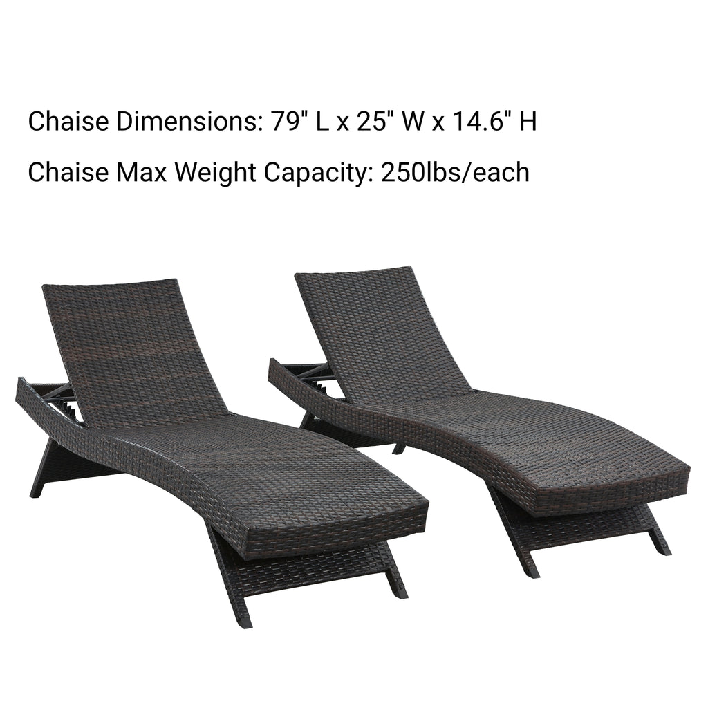 Chic Crate - Waterproof 2-Person Outdoor Chaise Lounge Set, Lightweight Black Patio Furniture - All-Weather Comfort