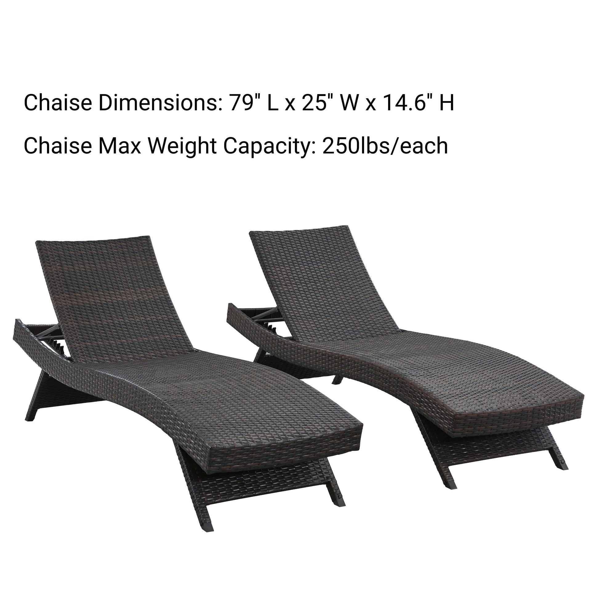 Chic Crate - Waterproof 2-Person Outdoor Chaise Lounge Set, Lightweight Black Patio Furniture - All-Weather Comfort