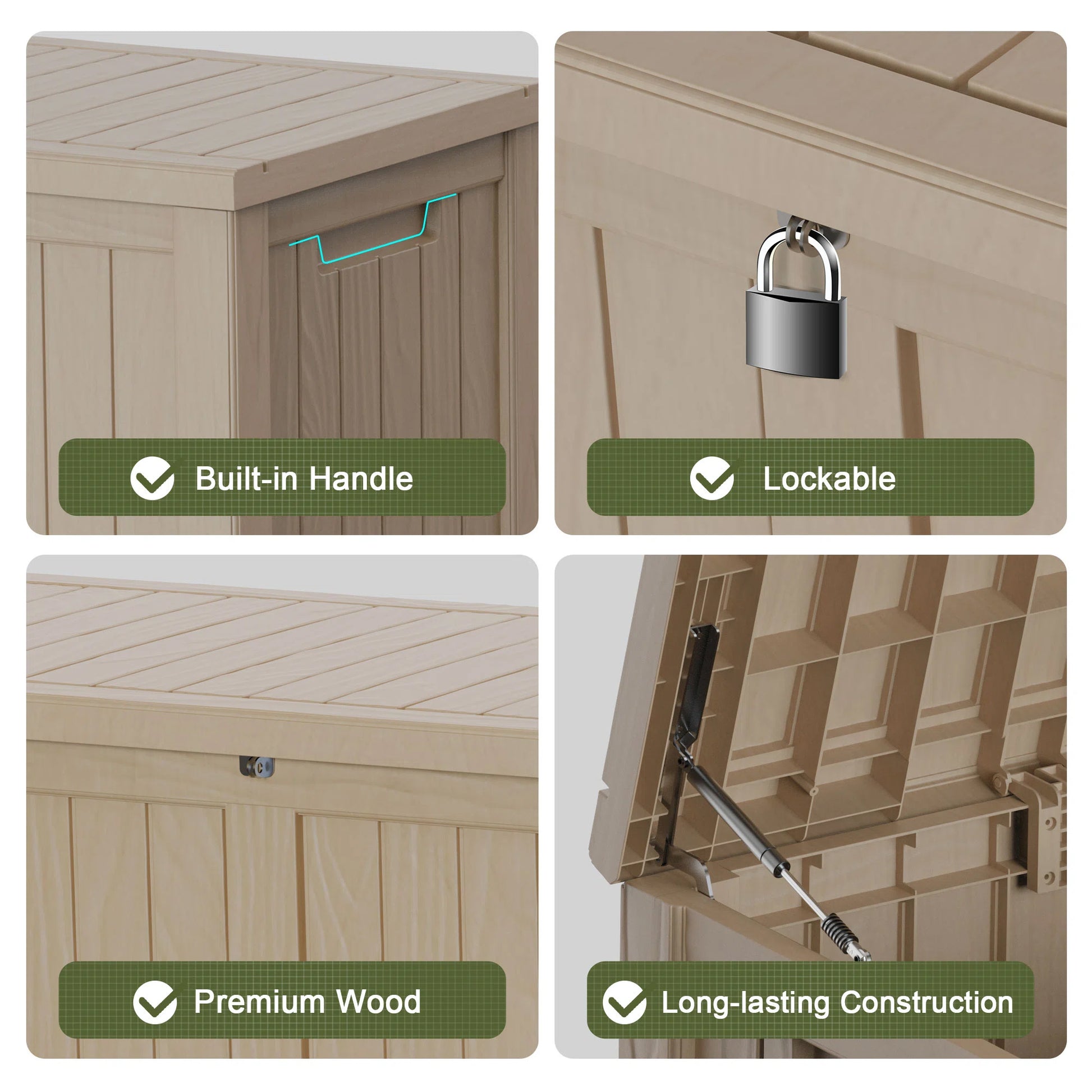 Chic Crate - Force 120Gal Deck Box - Hurricane-Proof HDPE Resin w/ SmartLock Pro & NanoShield - Patio/Garden/Pool Storage