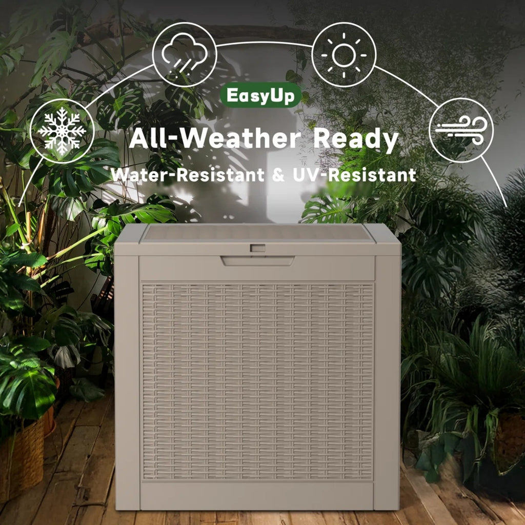 30 Gallon Deck Box, Water-Resistant Resin Outdoor Storage Box with Lockable Lid for Patio
