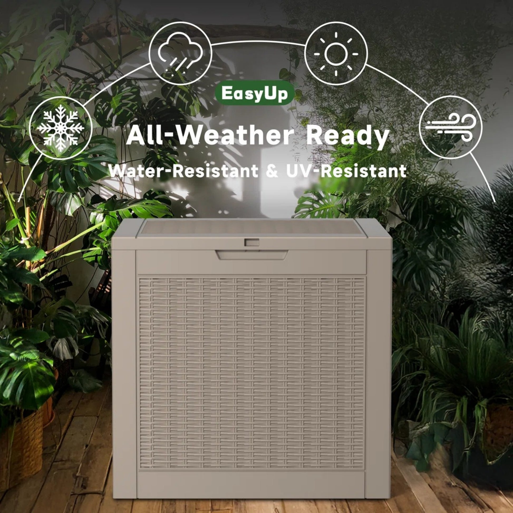 30 Gallon Deck Box, Water-Resistant Resin Outdoor Storage Box with Lockable Lid for Patio