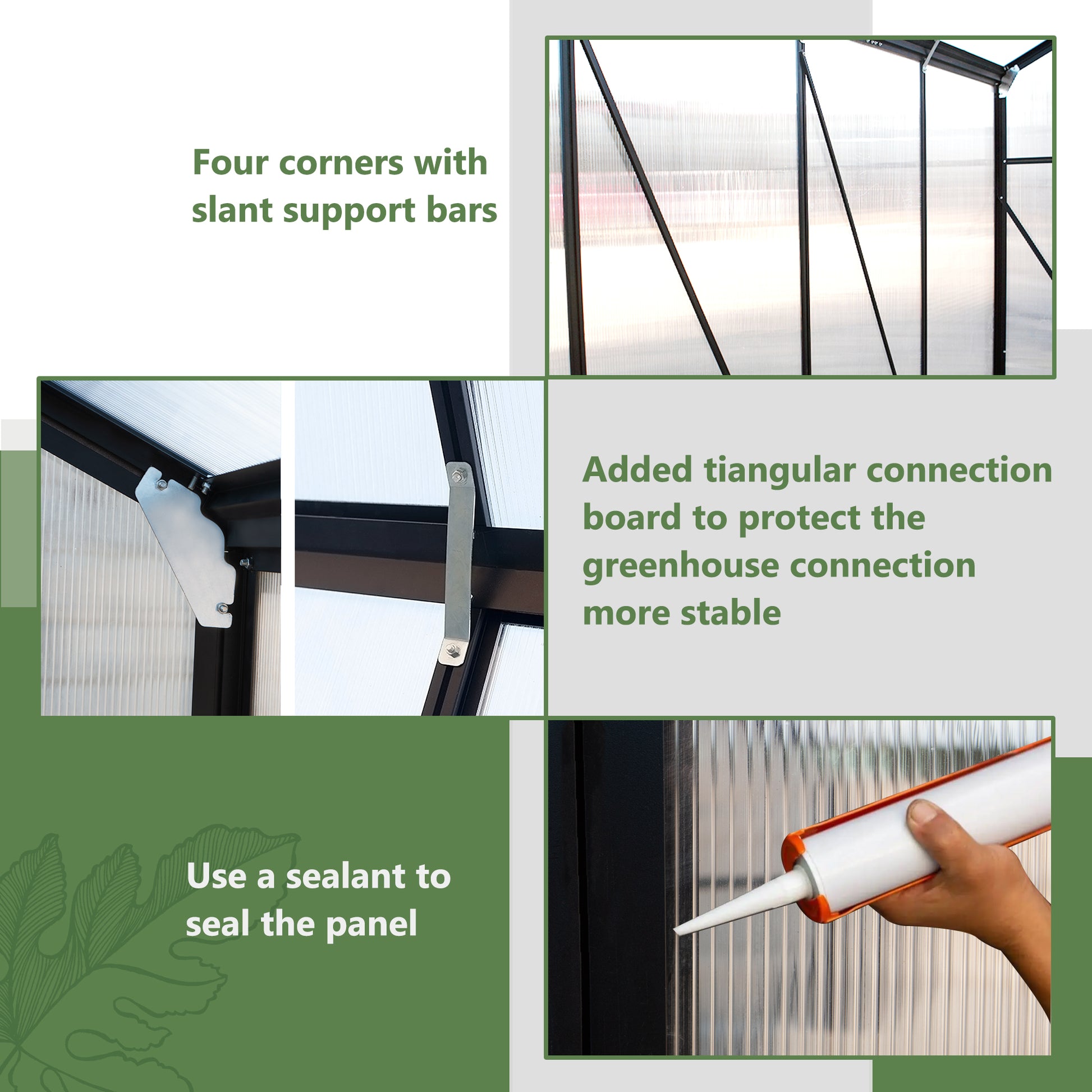 Outdoor Polycarbonate Greenhouse with Roof Vent, Quick-Setup Aluminum Walk-in for Garden Backyard