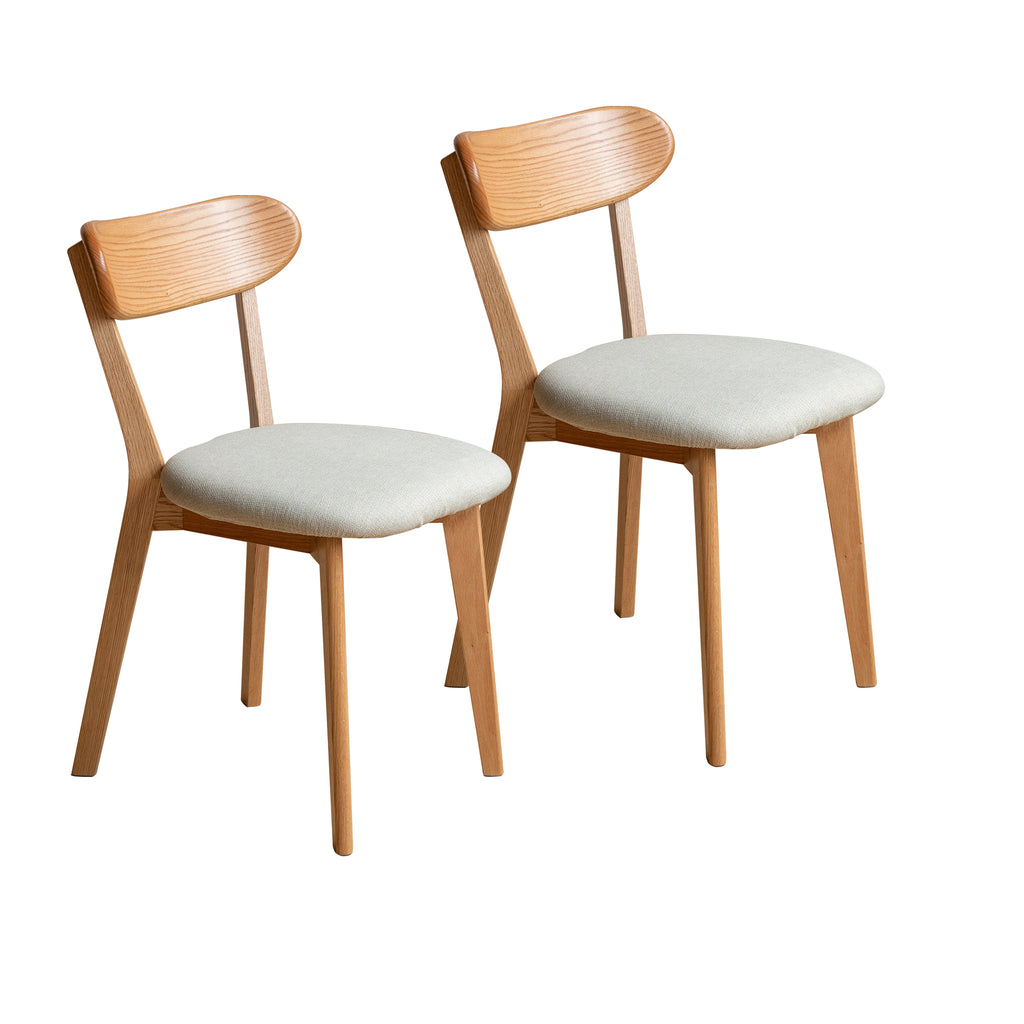 Set of 2 Classic Solid Oak Wood Dining Chairs Indoor 47.5x55.5x78cm
