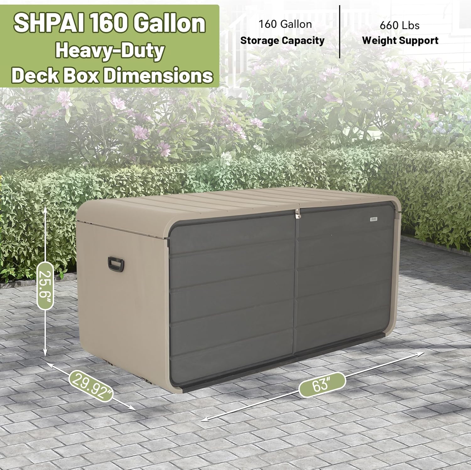 Large Heavy-Duty Resin Deck Box, Lockable Waterproof Storage Box for Patio & Garden Tools