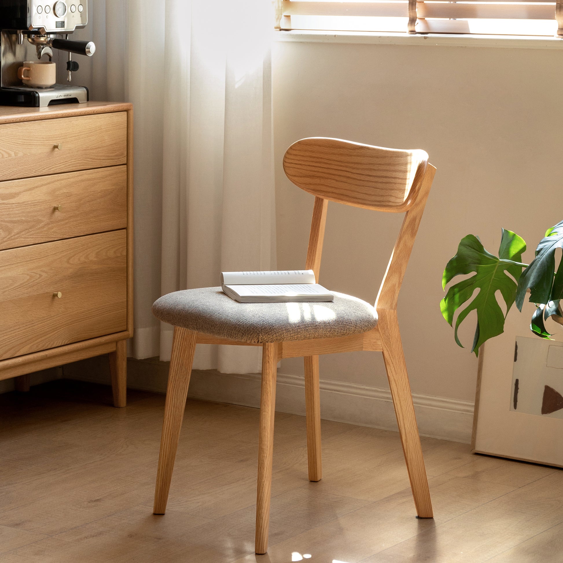 Set of 2/4 Minimalist Solid Oak Dining Chairs Kitchen 47.5x55.5x78cm