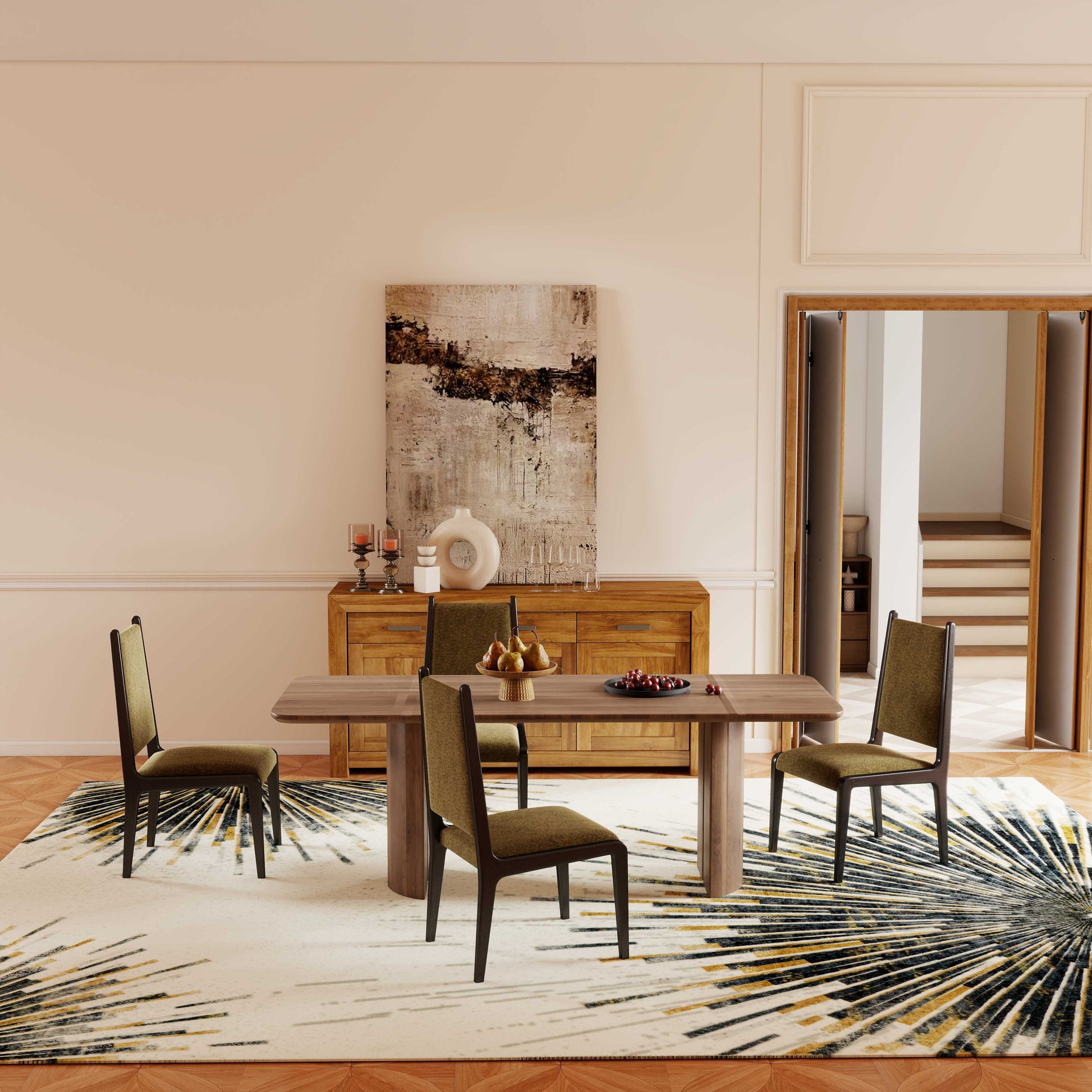 5x7ft Washable Abstract Print Multi-Color Area Rug, Thin Distressed Non-Slip Carpet for Living Room Bedroom,  Home Decor