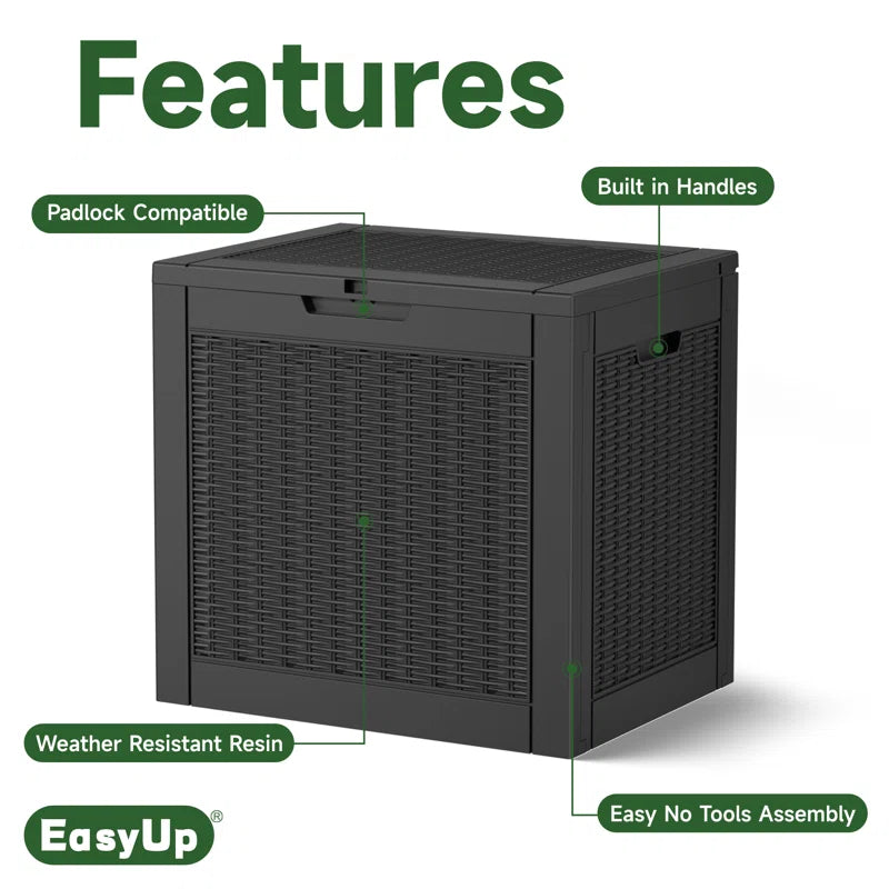 Chic Crate - StormForce Compact 30Gal Deck Box - Waterproof Nano-Resin w/ SecureLatch Pro & SpaceSaver Design - Patio Furniture/Kids Toys Storage