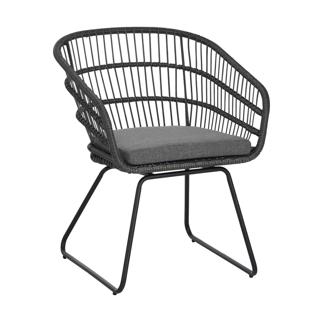 Outdoor Patio Dining Chairs Set of 2 Wicker Armchairs with Removable Cushions