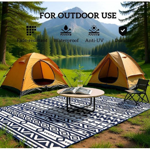 Chic Crate Outdoor Rug, Waterproof Plastic Rug with Carry Bag, for Patio Camping Beach Deck Porch Balcony